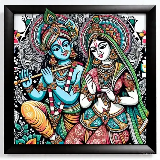 Mithila painting Radhe Krishna